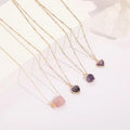Fashion 14K Gold Filled Brass Natural Stone Necklace Delicate Stone Pendant Heart Necklace Jewelry
