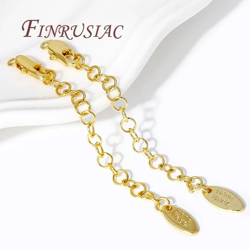 18K Gold Plated 7.5cm Long Tail Chain with Lobster Clasp Connector DIY Jewelry Making Accessories for Bracelets