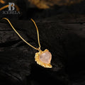 ICEBELA Fashion Jewelry S925 Pure Silver Delicate Gold Plating Pink Agate Snake Chain Gemstone Heart Shape Pendant Necklace