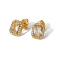 Shiny Rectangle Stud Earrings Geometric Square Cubic Zirconia Small Earring Exquisite Women Wedding Jewelry Gift