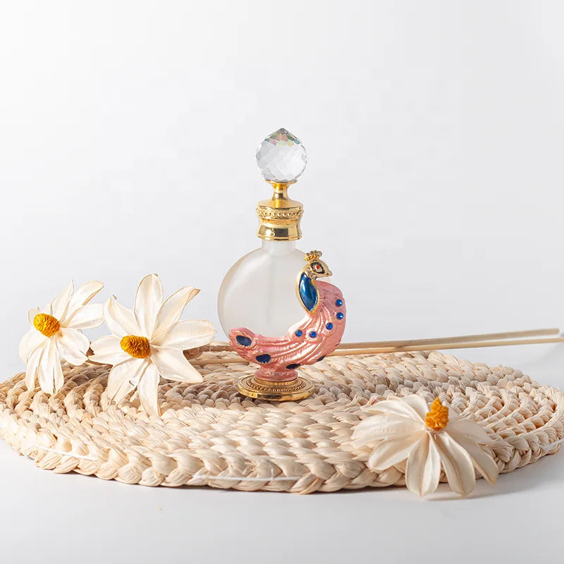 Luxury 10ml Round Vintage Glass Perfume Dispenser Bottle Elegant Reusable Serum Bottle with Screw Cap for Essence Oil