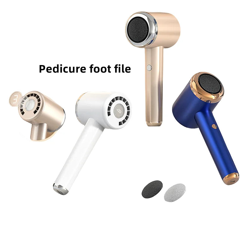 Cordless USB Foot File for Home Pedicure Professional Portable Callus Remover with LED Display and DC Power