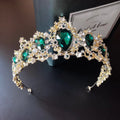 High Quality Modern Bridal Crowns Tiara Princess Emerald Rhinestone Wedding Prom Birthday Hair Accessories Crystal Pageant