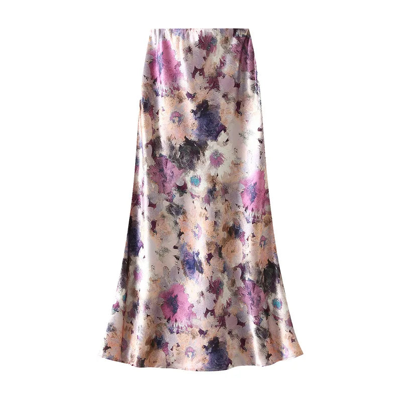Spring Women High-Waist Trumper Custom Fashion Designer Clothing Lady Artistic Floral Print Midi Mermaid Casual Skirt