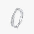 Ailmay 925 Sterling Silver Fashion Geometric Cross Line Dazzling CZ Finger Ring for Women Classic Wedding Statement Jewelry Gift MegaBDM