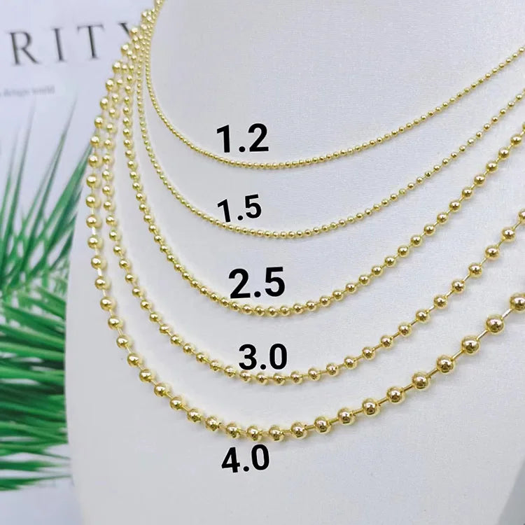 BCL1273 Women's Trendy 18K Gold Plated Ball Bead Chain Bracelet Choker Necklace Jewelry Set 3mm 4mm 6mm Sizes Mainly Made Brass