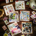 50pcs/bag Retro Stamps Stickers Pack Handmade DIY Notebook Waterproof Scrapbook Mushroom Insect Decor Vintage Sticker Journal