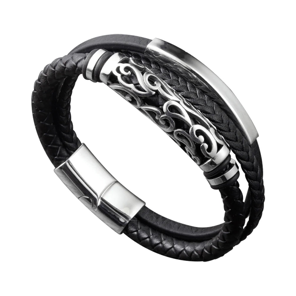 Alin Summer New Men's Daily Casual Mix and Match Style Accessories Modern Plaid Metal Bracelet