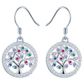 2022 Tree of Life Round Drop 925 Sterling Silver Fine Jewelry Dangle Earrings