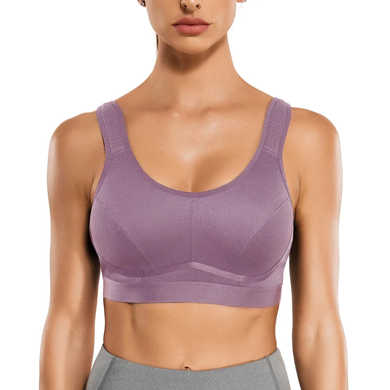 Wholesale Custom Plus Size Wireless Breathable Cross Back Adjustable High Impact Sports Bra for Women