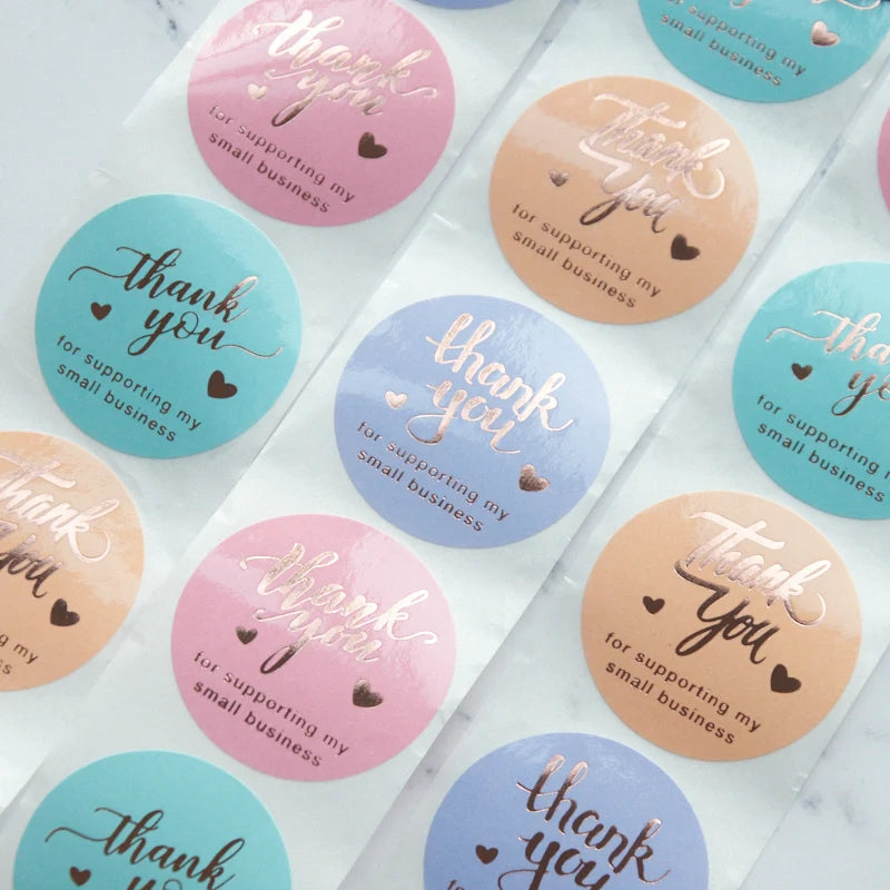 Customized Print logo 500 Pcs Inch Thank You Stickers for Supporting My Small Business