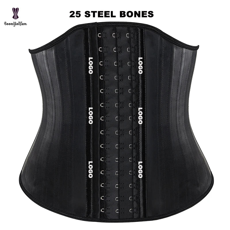 Custom Logo 25 Steel Bone Waist Trainer Firm Control Latex Gaine Slimming Belt Waistband & Girdle Chest-Curvy Sheath with Hook