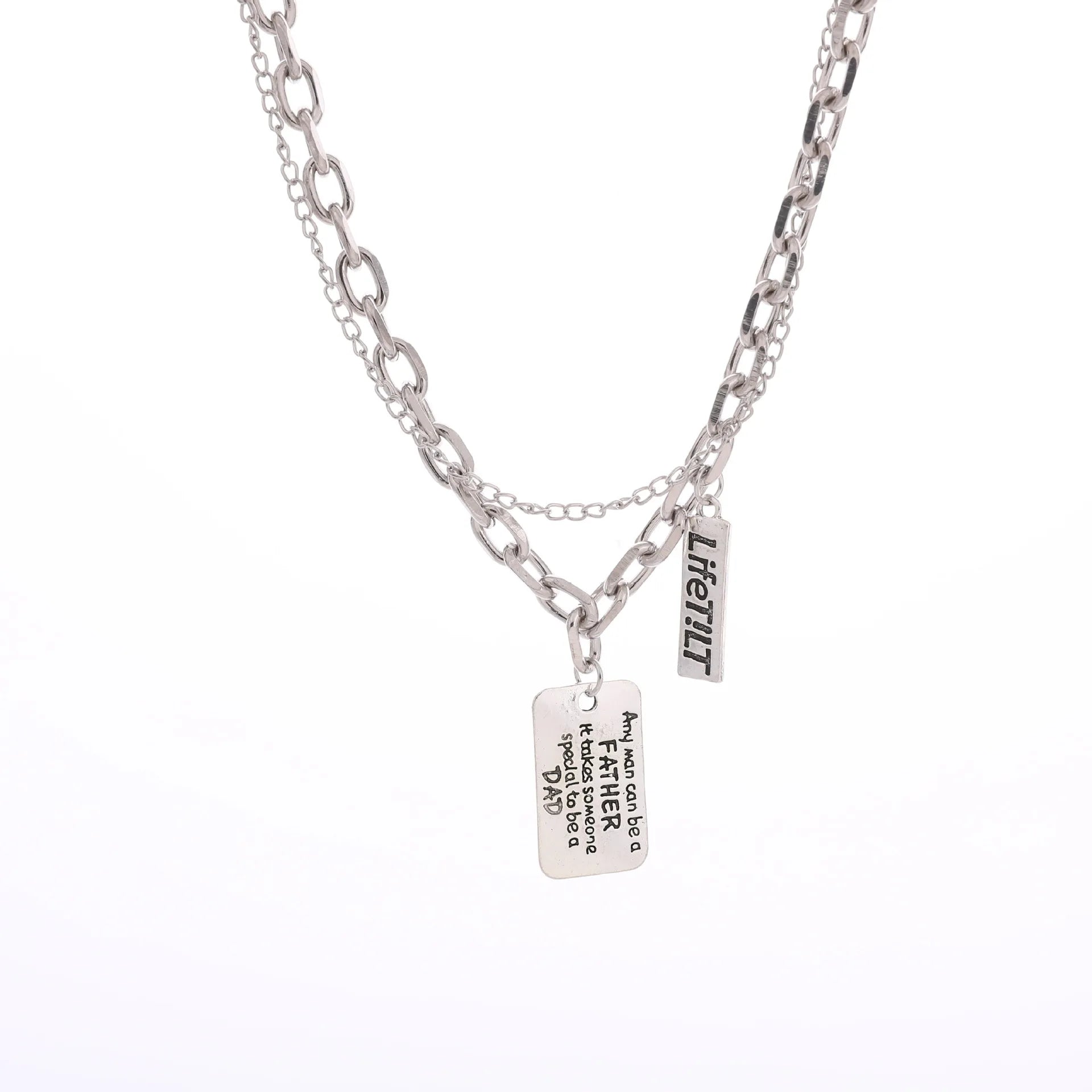 Fashion Street Art Style Pendant Necklace European American Letter Double Layer Necklace Hip Hop Style Pendant Necklace Unisex
