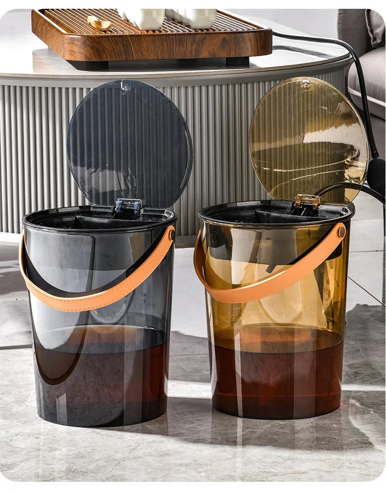Portable Clear Tea Residue Bucket with Pop Cap for Home & Office Use Model 411T Tea Waste Filter & Wastewater Storage