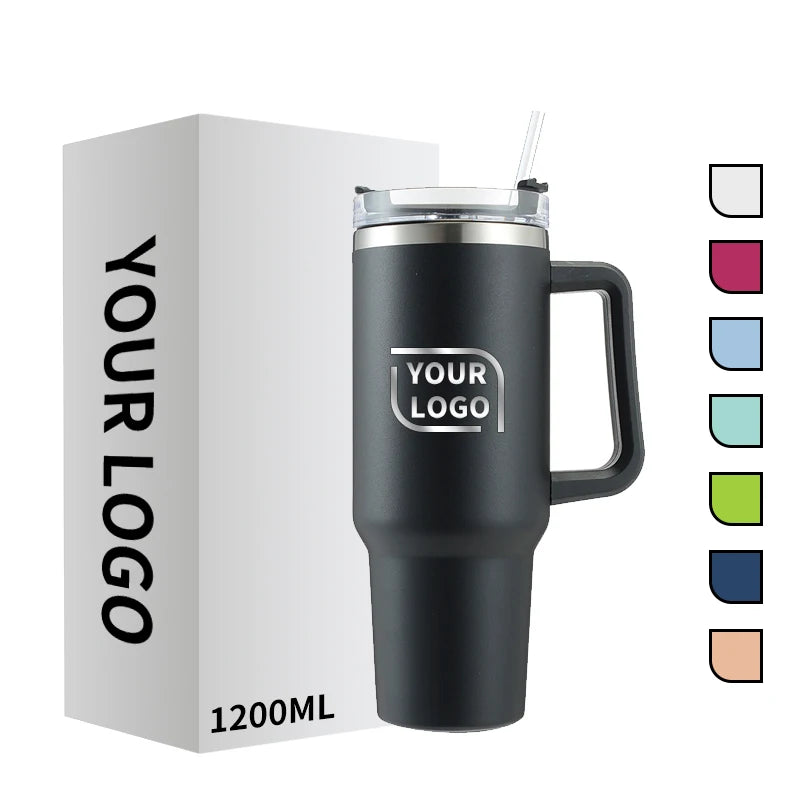 Outdoor Mugs Stainless Steel Thermos Cup Car Insulated Cold Water Bottle 40oz Tumbler With Handle Tumbler Wholesale Bulk