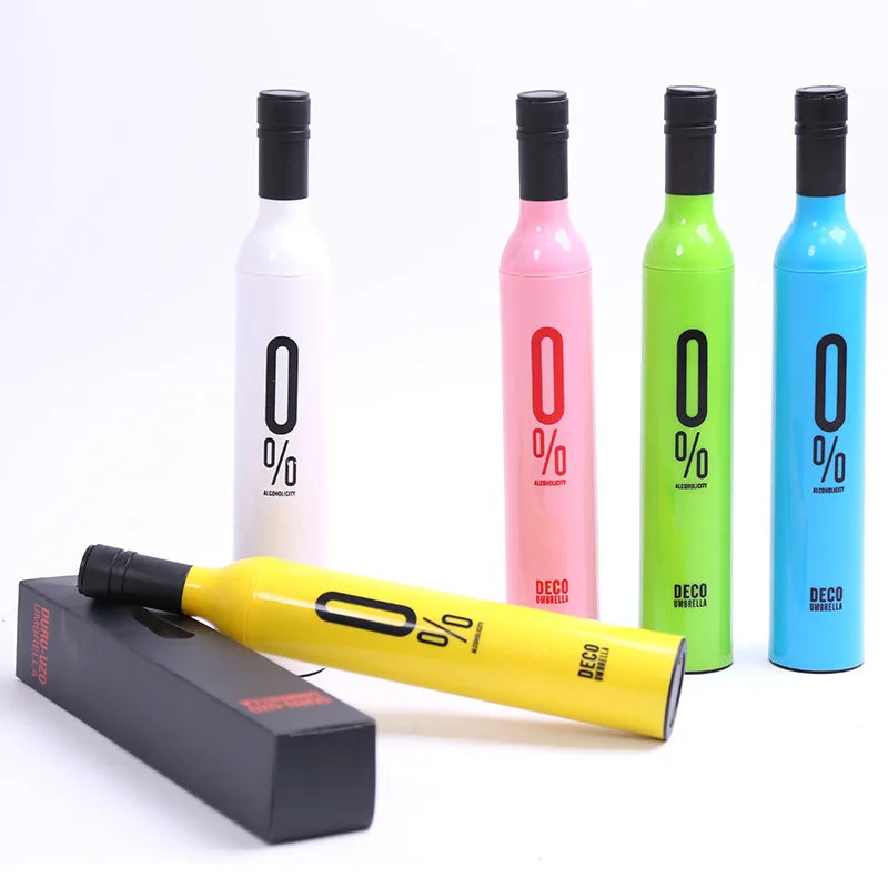 Customised Business Gift Umbrella with Minimalist Design Straight Handle Printed Wine Bottle OEM Plastic Handle Manual Control