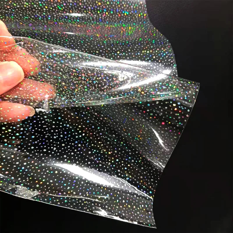 Sparkling Colorful Laser Effect TPU Transparent Glitter Breathable Non-toxic Film for Making Handbag/Garment/Mat/Cover
