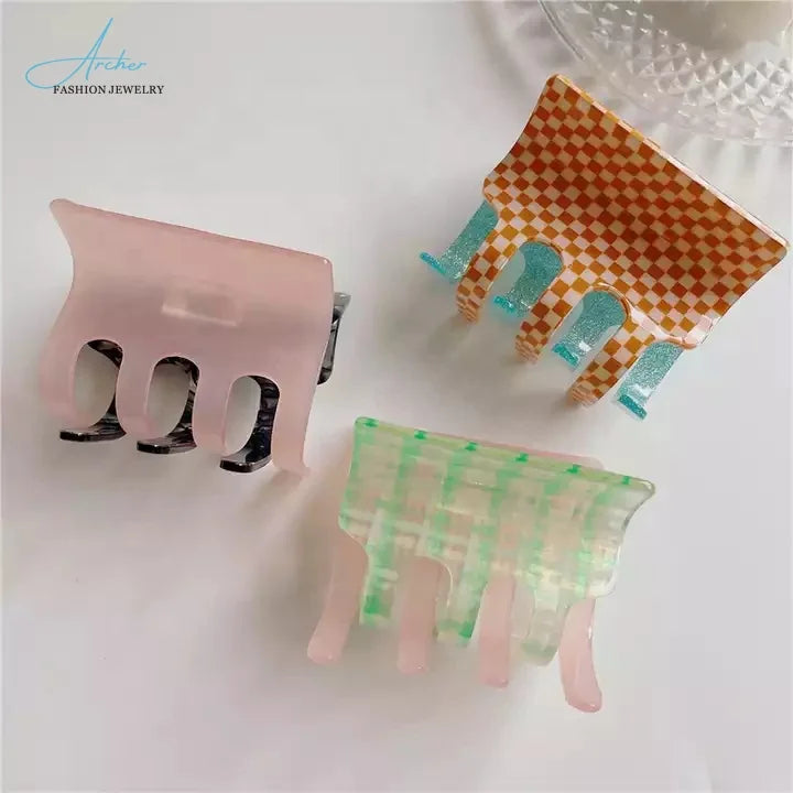 Hot Sale Square Double Color Plastic Acrylic Hair Claw Clips Hair Clips for Women Accessories