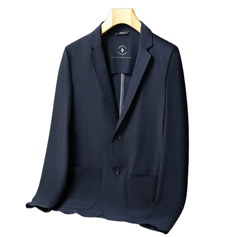 Summer Fashion Baggy Coat Ice Silk Breathable Elastic Casual Blazer Men Jacket