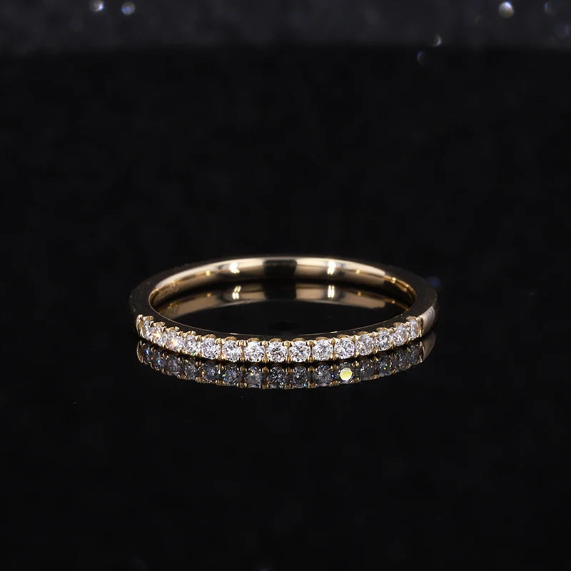 14k Yellow Gold Ring Women Men Wedding Simple Design Moissanite Band Rings MegaBDM
