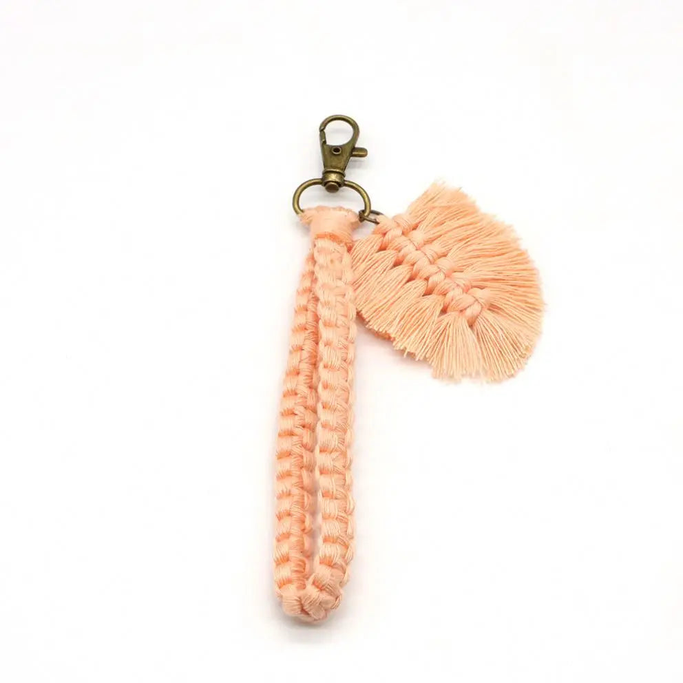 Promotion Boho Macrame Bag Charms Tassels Handcrafted Accessory Car Key Purse Phone Wristlet Mini Macrame Keychains