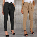 Fashion Women High Waist Harem Pants Women Bandage Elastic Waist Stripe Casual Pants
