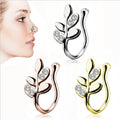 Fashion Brass Alloy Charm Leaf Cuff Nose Ring Nose Clip on Nose Ring Jewelry China Supplier