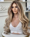 Full 250% Density Highlight Ash Color Ocean Wave Clip in Virgin Cuticle Aligned Human Hair Swiss 13*4 13*6 Lace Front Wigs