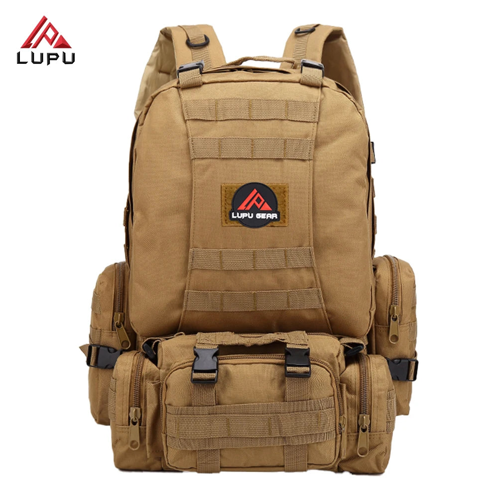 Custom 55L Large Camo Tactical Backpack Durable Polyester Lined Waterproof Zipper Closure for Hiking & Outdoor Travel