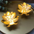 Set of Two Gold Lotus Shape Battery Lamp for Holiday Decoration(2pcs)