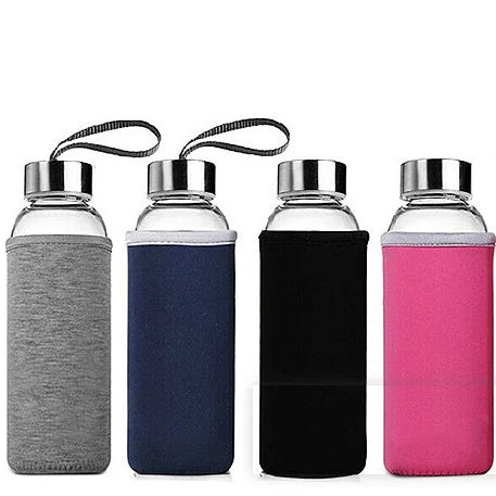 Spot Goods 16oz Leak-Proof BPA Free Promotional Custom Logo Glass Water Bottle With Sleeves and Stainless Steel Lid