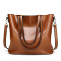 Customizable Logo Oil Wax Leather Tote Bag Elegant Retro Style Soft PU Handbag Glossy Patent Leather Cotton Lining