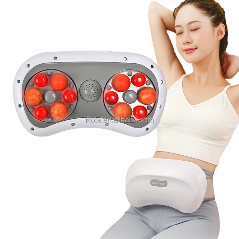 Moxibustion Jade Roller Heating Belt Warm Kneading Lumbar Belly Massager for Woman Period Relief Abdomen
