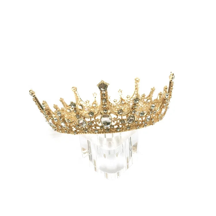 Hot Selling Gold Metal Wedding Birthday Cake Crown Rhinestone-Decorated Princess Crown for Floral Decorations Fast Delivery
