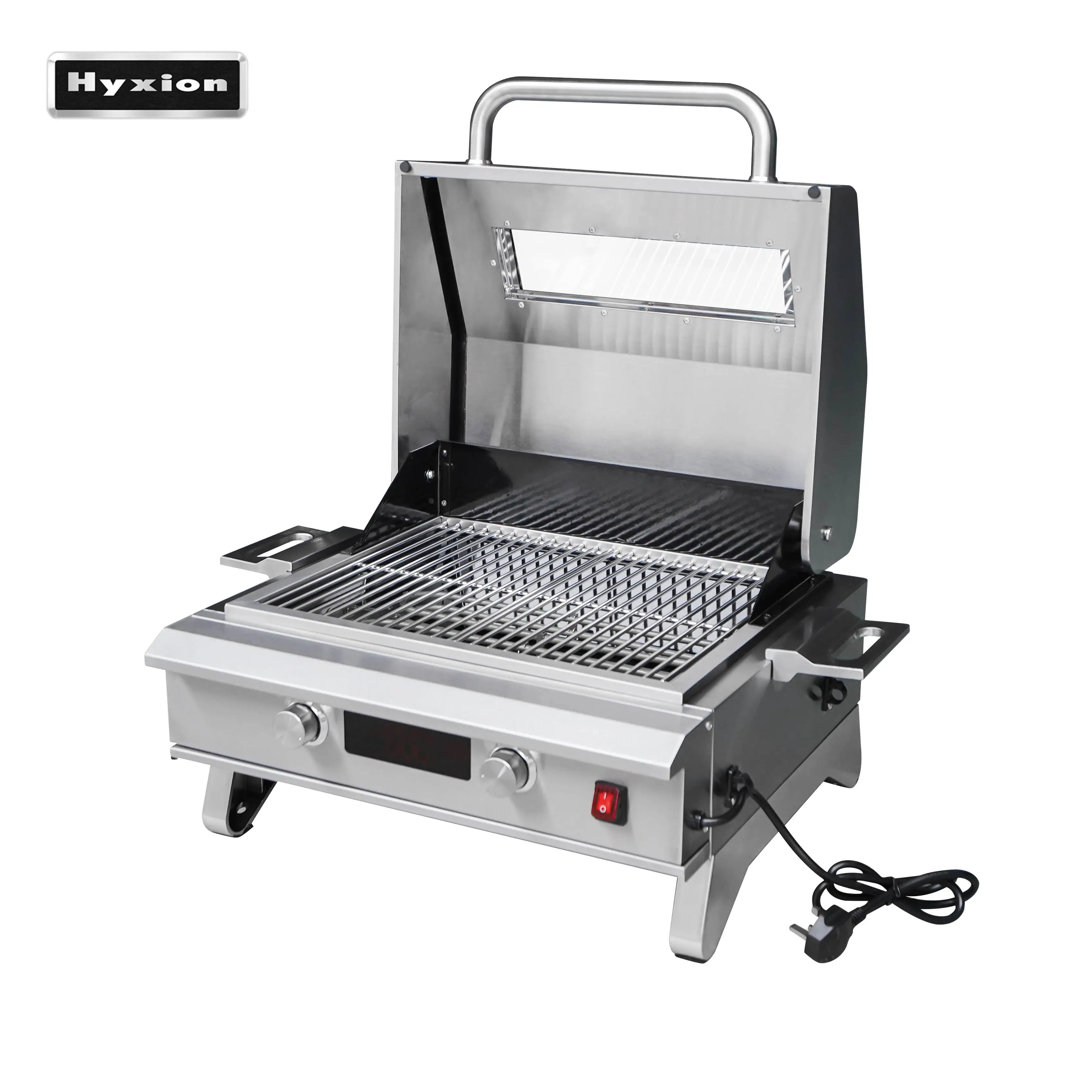 1200W Portable Electric BBQ Grill Lightweight Premium Design 450â„ƒ Adjustable Stainless Steel Cover Cast Iron Griddle for Travel