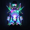 Full Color LED Robot Suit Adults Unisex Jacket Club Show Armor Colorful Light Mirror Clothe Outfits Helmets Parties Shows
