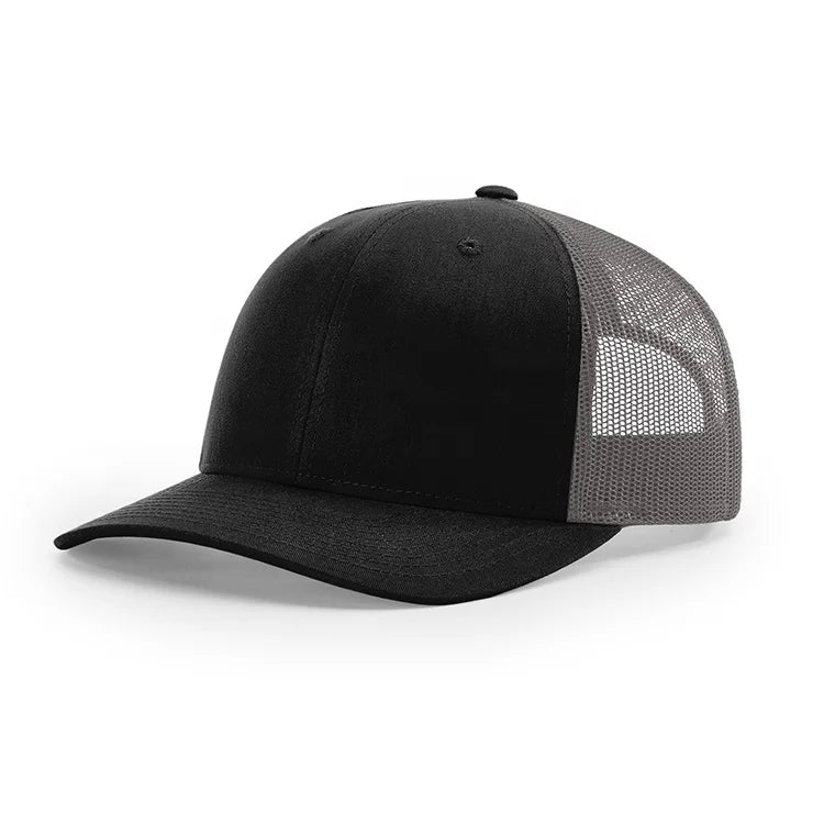 Custom 6 Panel Two Tone Fishing Plain Black Mesh Trucker Caps