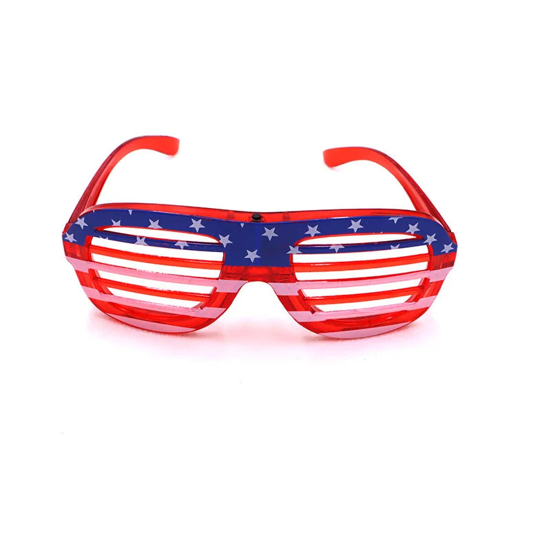 American Flag USA Patriotic Light up Shutter Shades Sunglasses LED Flashing American Flag July 4th Decorations for Men Women Kid