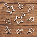 Hollow Big Small Star Charms Geometry Pendant Metal Alloy DIY Necklace Bracelet Earrings Marking