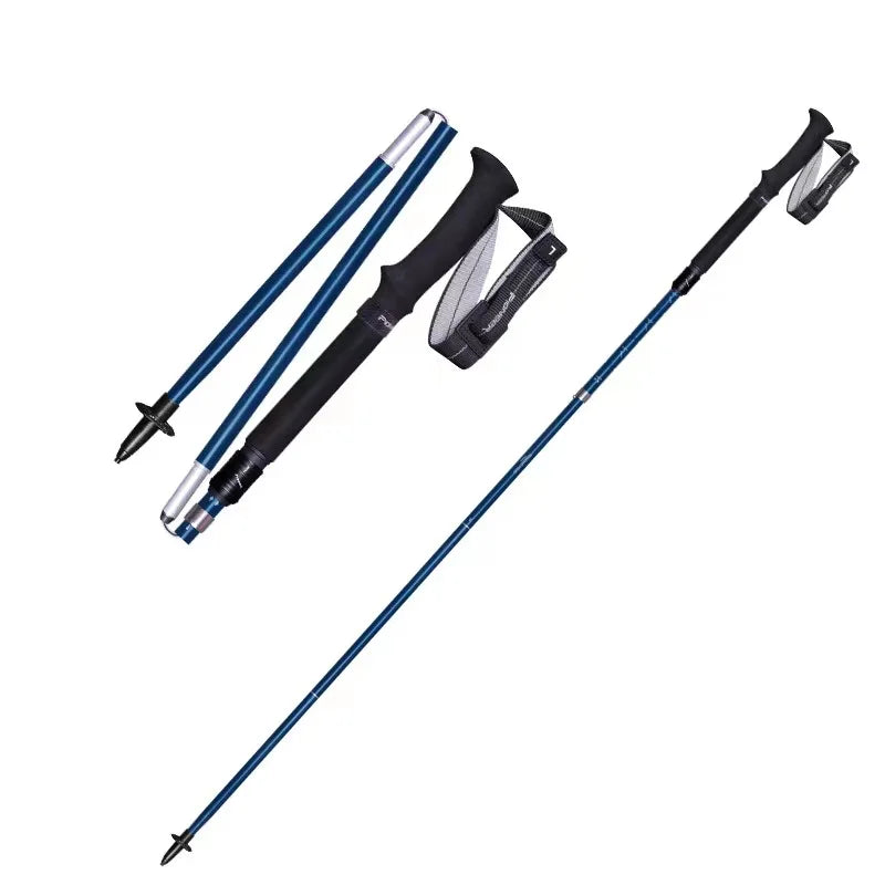 5 Section Folding Ultra-light Trekking Pole Nordic Alpenstocks 7075 Aluminum Hiking Walking Sticks