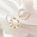 High End 18K Gold Plated Pearl Lucky Bead Dainty Rings Stainless Steel Jewelry Trendy Finger Ring