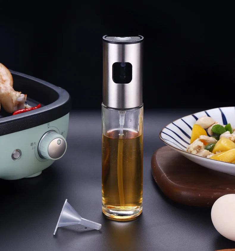 Stainless Steel Olive Oil Sprayer for Air Fryer Fine Mist Vinegar Dispenser Glass Oil Spray Bottle for BBQ Salad Baking