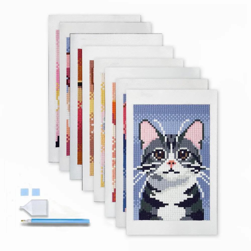 R-Mini008 Custom Cat Design Diamond Art Mini Gem Art Hand-charted 5D Diamond Painting Kits