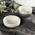 Porcelain Stackable Matte Gray and White Ceramic Bowl Set Restaurant Porcelana Tazon Hotel Round Porzellan Schussel for Dinner