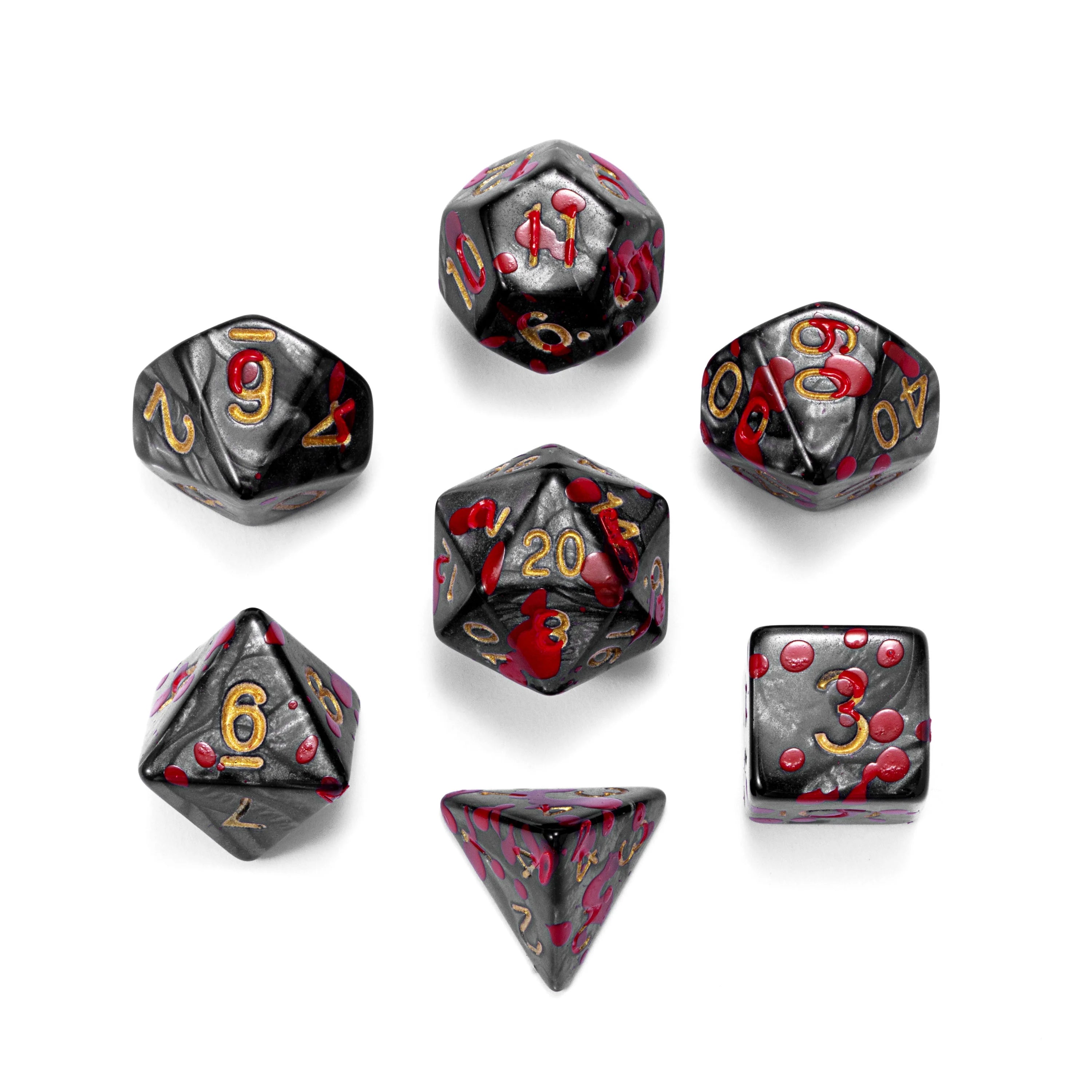 Custom Made Bloodstained Acrylic Pearl Dice DND Role Playing Game Dice Set for Club