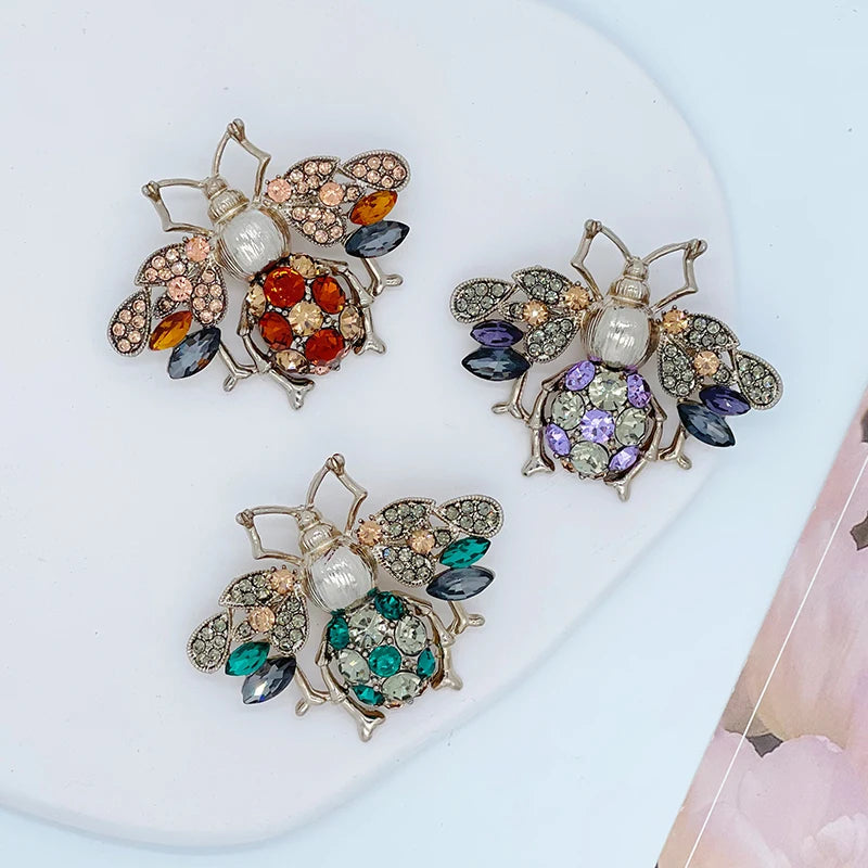 Lovely Crystal Insect Bee Brooch Lapel Pin Bling Rhinestones Honey Bee Brooch Pin