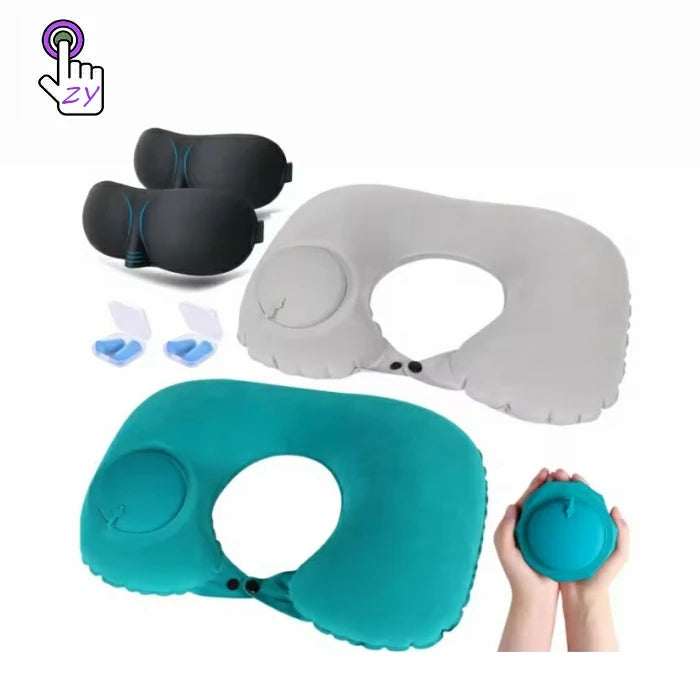 Promotional U-Shaped Lightweight Inflatable Travel Pillow Comfortable Car Headrest Positioner Easy to Use