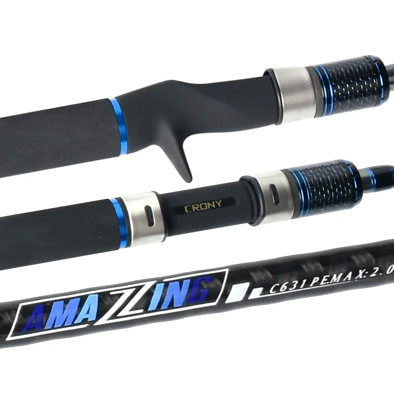 CRONY in Stock 1.91M  Black Spinning Fishing Rods 2 Sections Carbon Fishing Rods