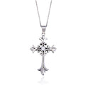 Arrow Shape Christian Jesus Cross Pendant Necklace Sterling SIlver CZ Cross Necklace