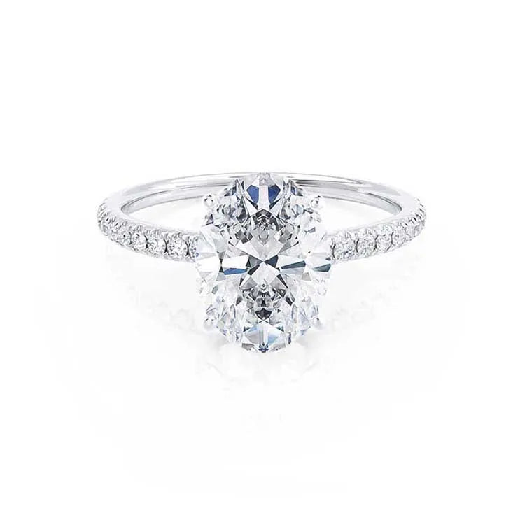 SGARIT 3CT Oval Cut 10K White Gold Engagement Ring 3CT Pave Setting Moissanite Jewelry Diamond Moissanite Ring